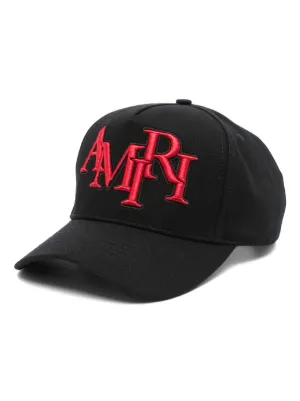 関税込【AMIRI】アミリ コットン&メッシュ MAロゴ キャップ 黒