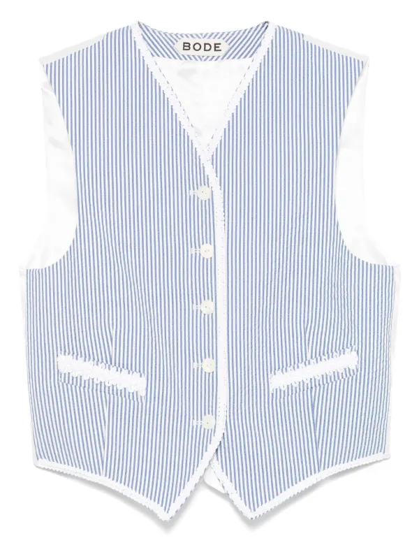 Bode Club Stripe Waistcoat in White