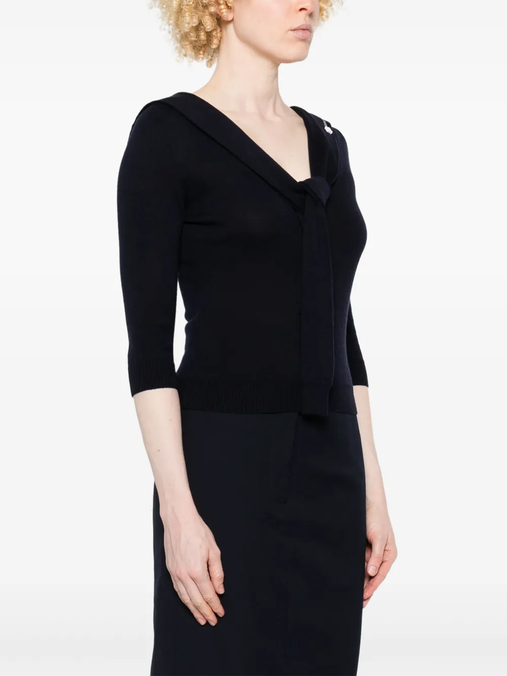 Shop Shushu-tong Tie-fastening Sweater In Blue