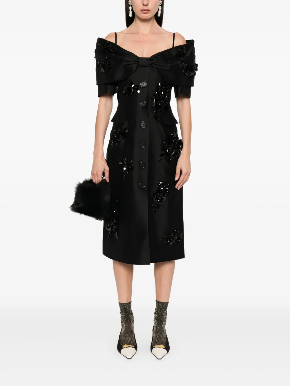 SHUSHU/TONG Jurk met oversized strik - Zwart