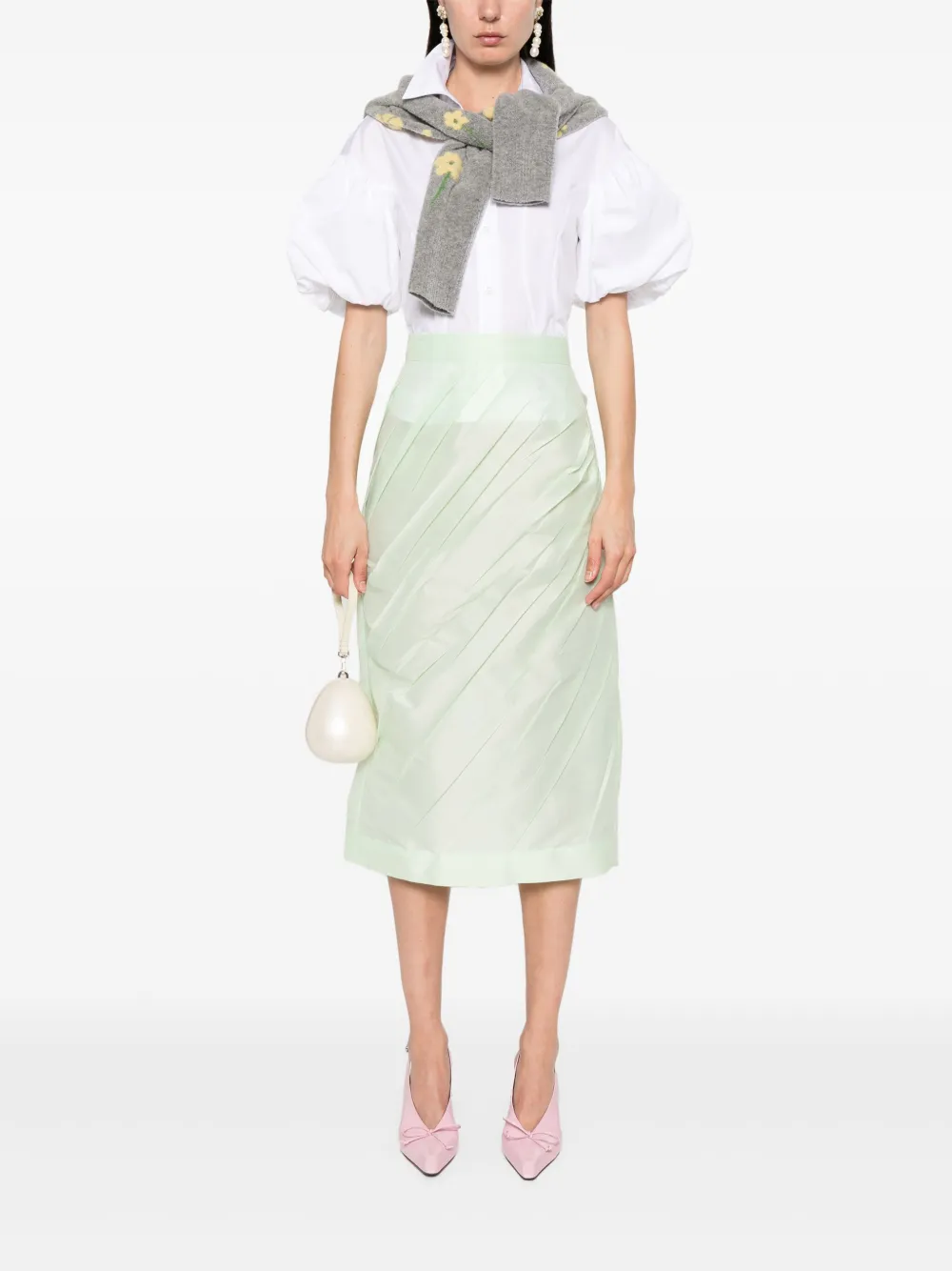 SHUSHU/TONG Geplooide midi-rok - Groen