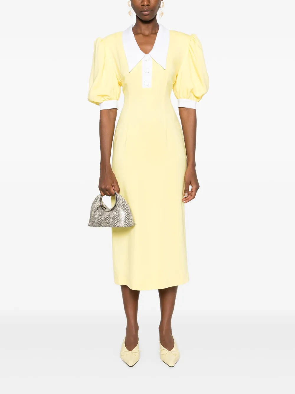 Rowen Rose Midi-jurk - Geel