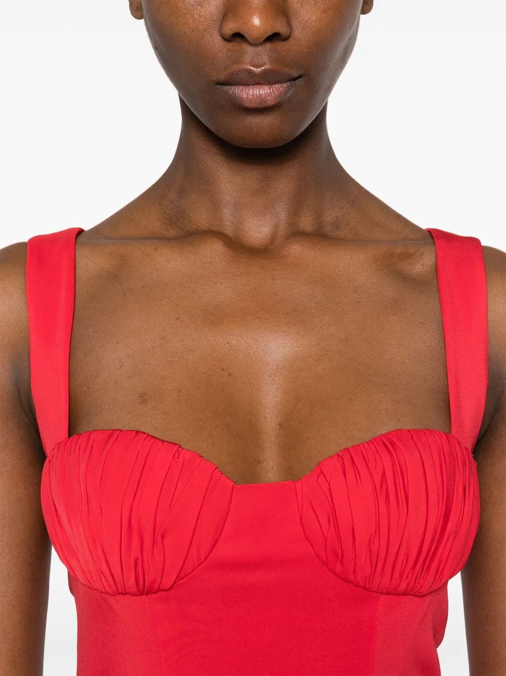 Shop Rowen Rose Gathered-detail Maxi Dress In Rot