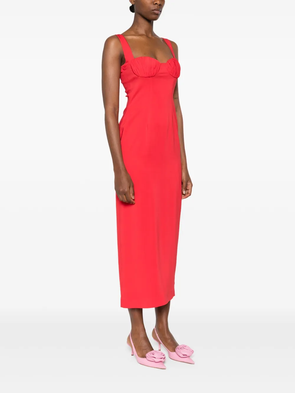 ROWEN ROSE GATHERED-DETAIL MAXI DRESS 