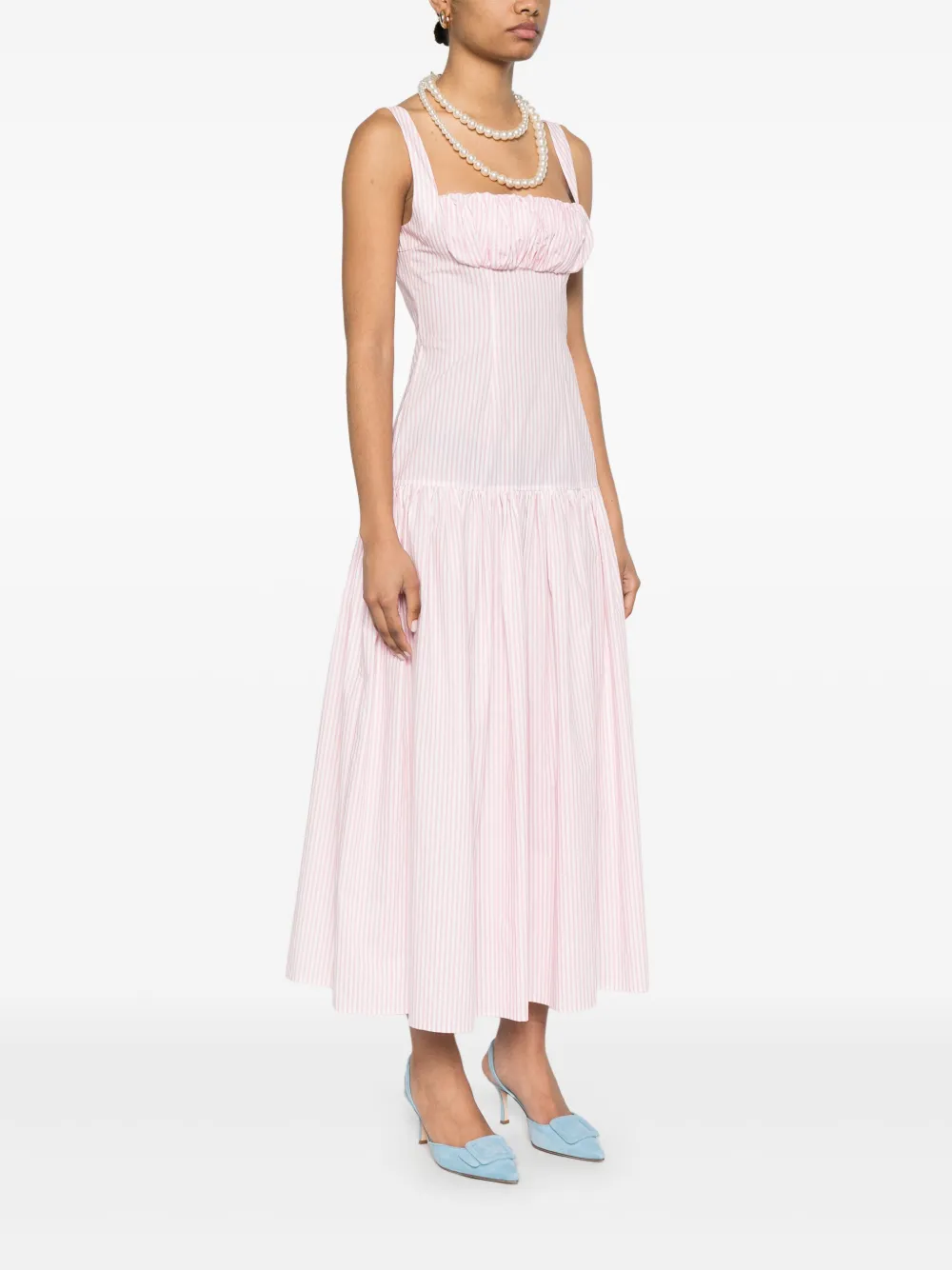 ROWEN ROSE GATHERED-DETAIL MAXI DRESS 