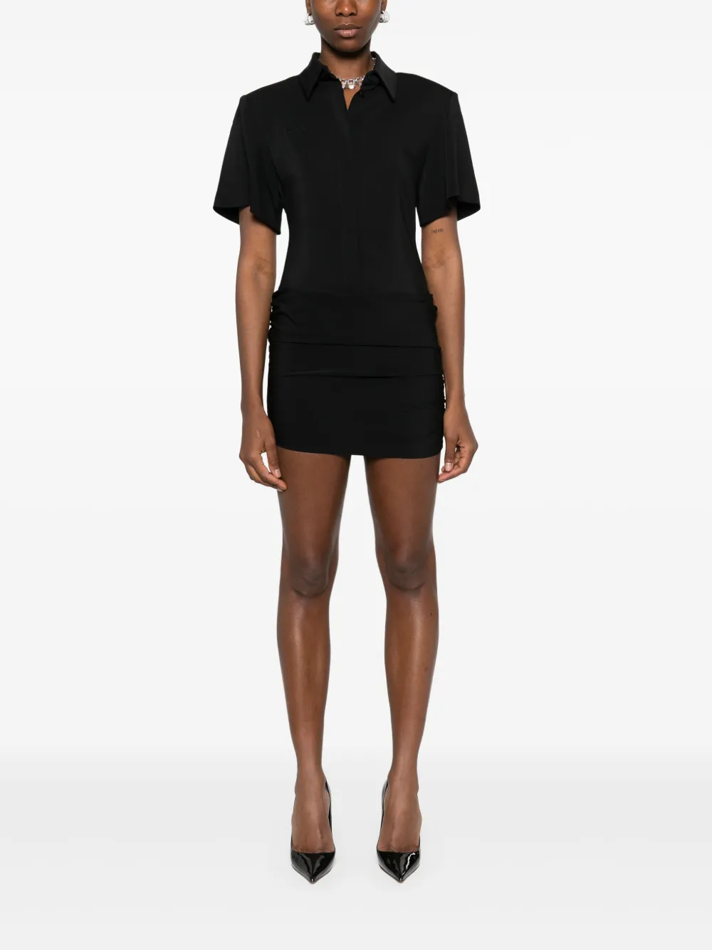 Rowen Rose Gedrapeerde mini-jurk - Zwart