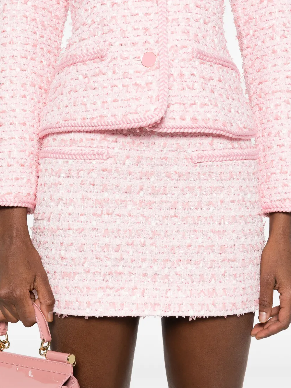 Shop Rowen Rose Tweed Mini Skirt In Rosa