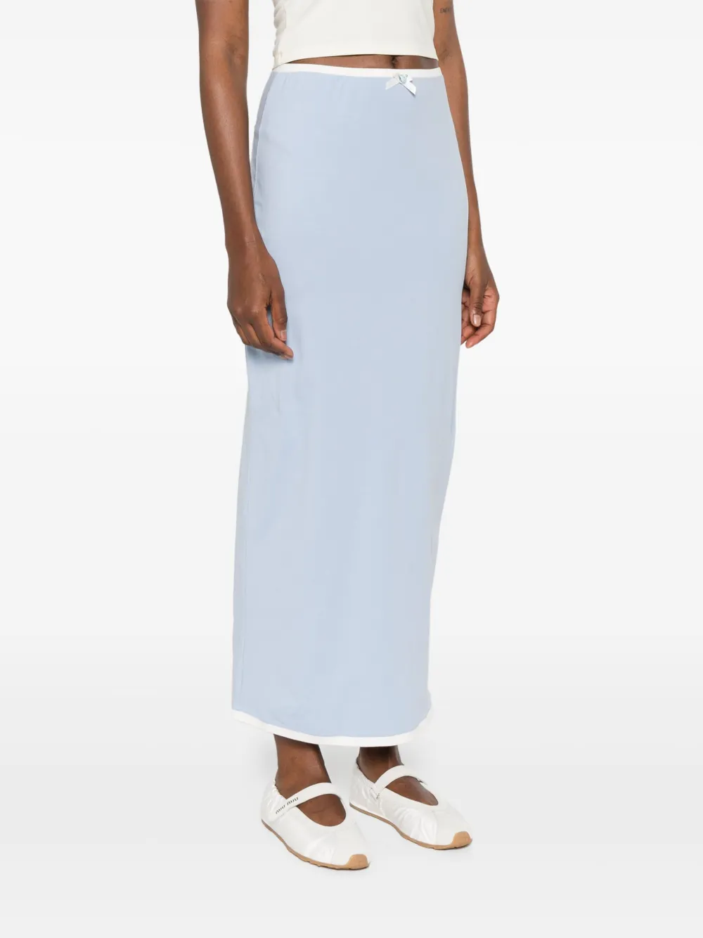 floral-appliqué maxi skirt