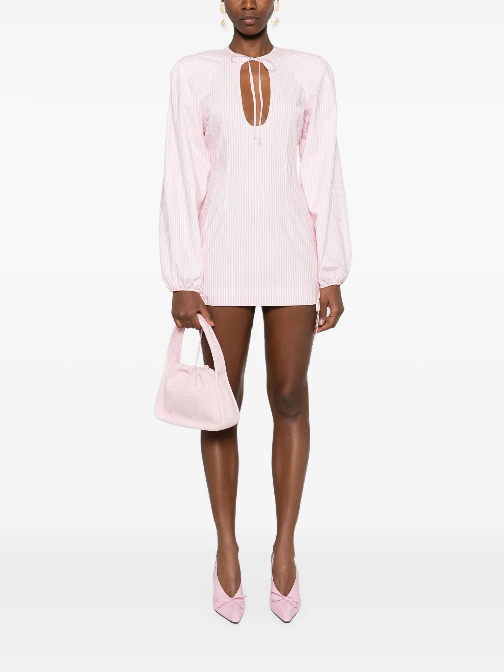 Rowen Rose Gestreepte mini-jurk - Roze