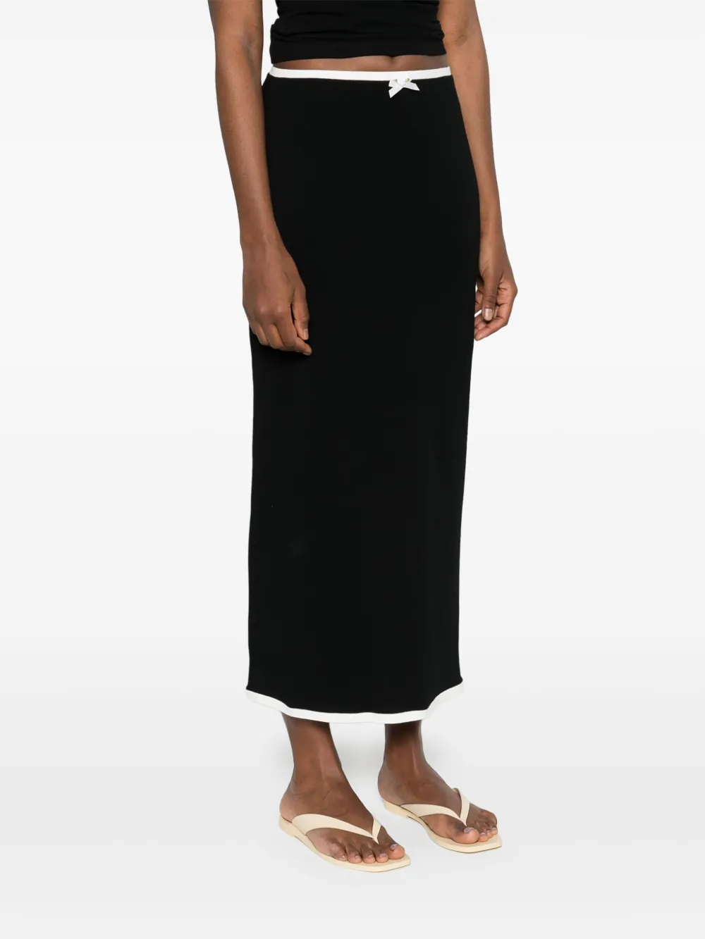 floral-appliqué maxi skirt