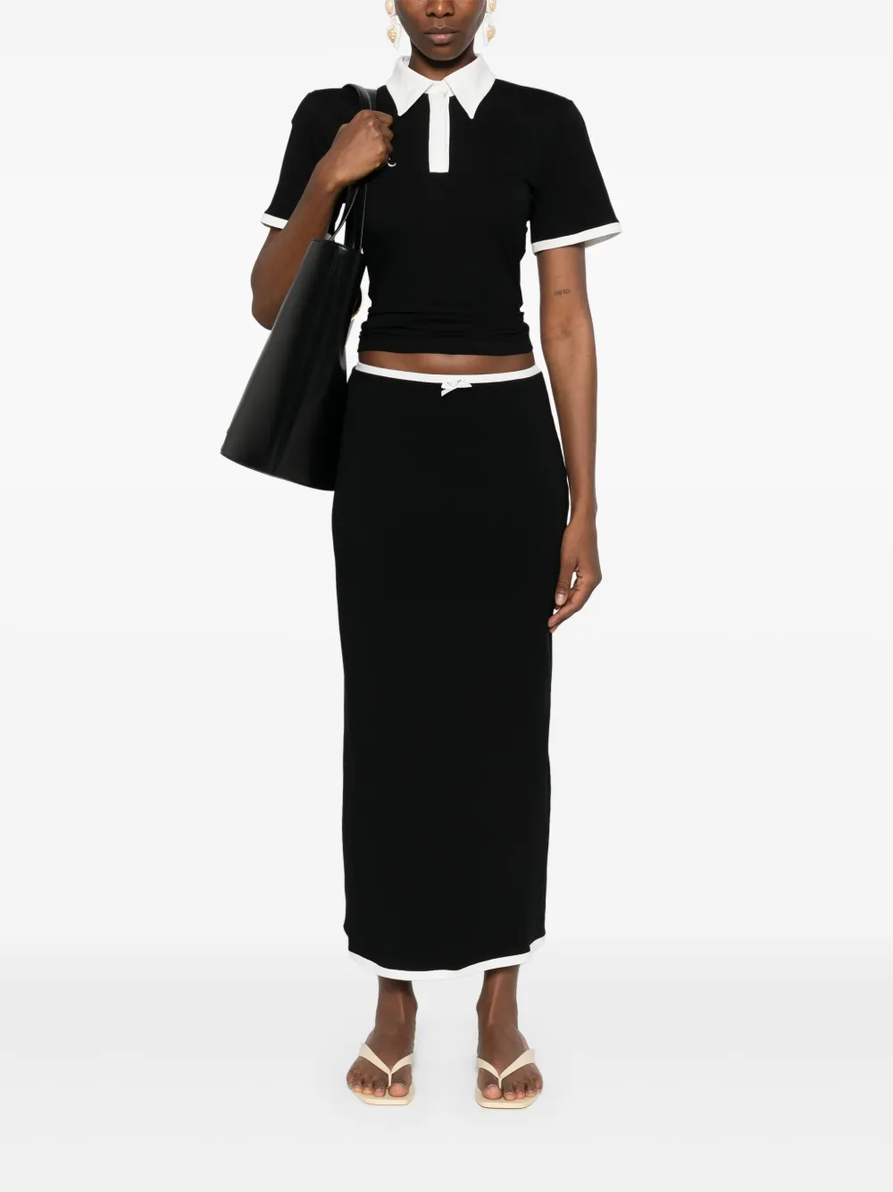 rowenrose Rowen Rose Maxi-rok met bloemenapplicatie - Zwart