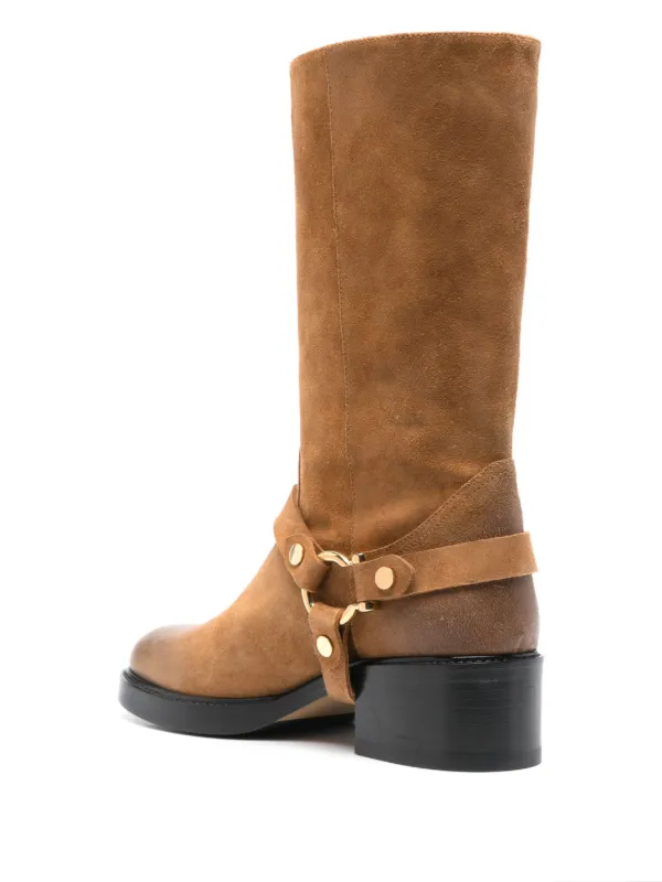 ミドルブーツ CHLOE Women Boots C24W03POO 25E Brown Chloe Brown Leather Knee High Boots Size 39 Chloe | TLC