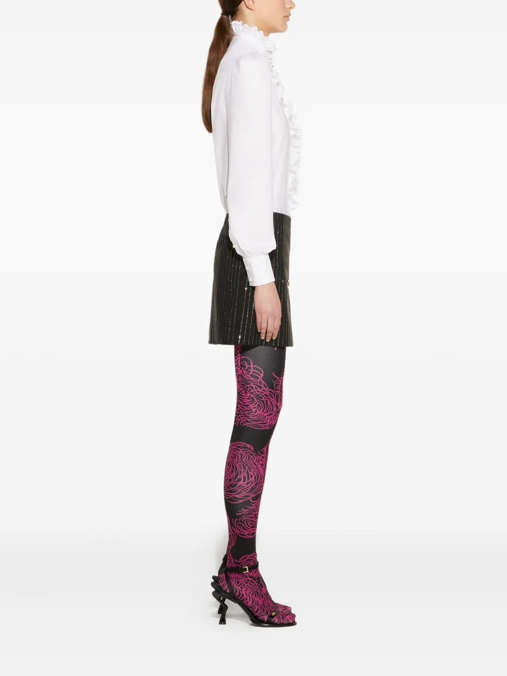 Pucci Rhinestone-embellished Pinstripe Miniskirt In Black