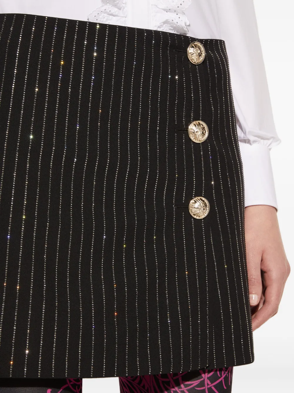 Pucci Rhinestone-embellished Pinstripe Miniskirt In Black