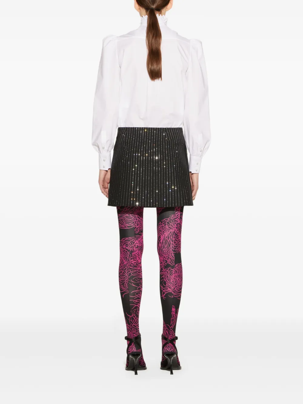 Pucci Rhinestone-embellished Pinstripe Miniskirt In Black