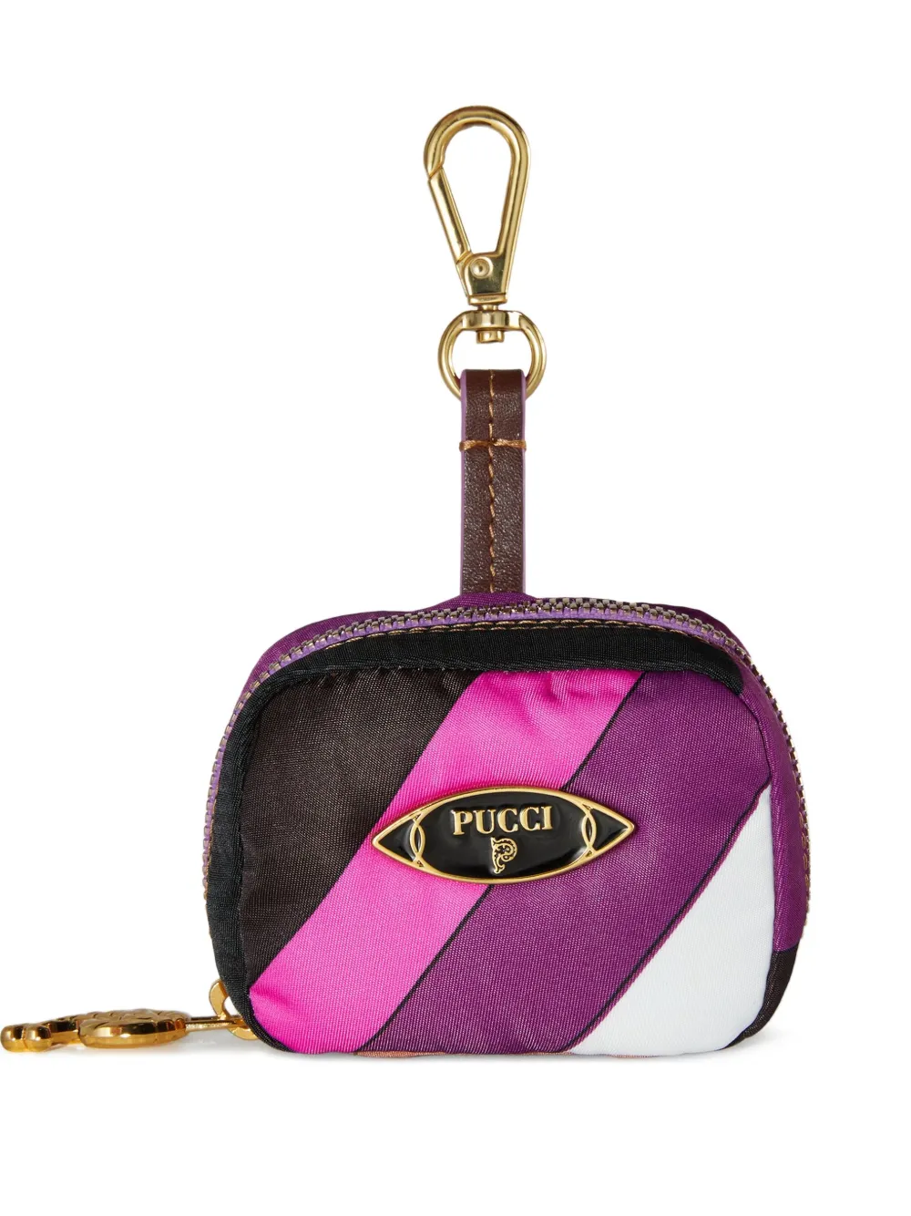 PUCCI striped zip-fastening AirPods case Roze