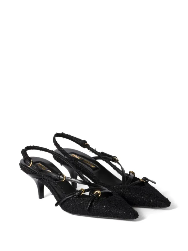 パンプス Miu Miu Pointed Toe Slingback Pumps Miu Miu Slingback Pumps | Black | FARFETCH