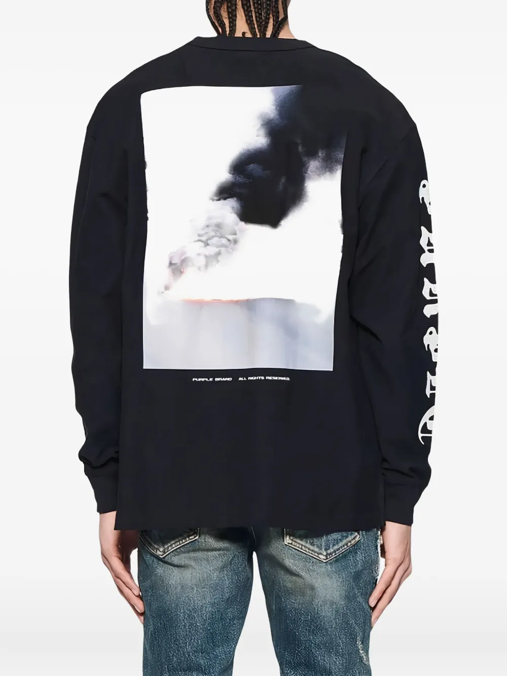 Purple Brand Katoenen T-shirt met lange mouwen - Zwart