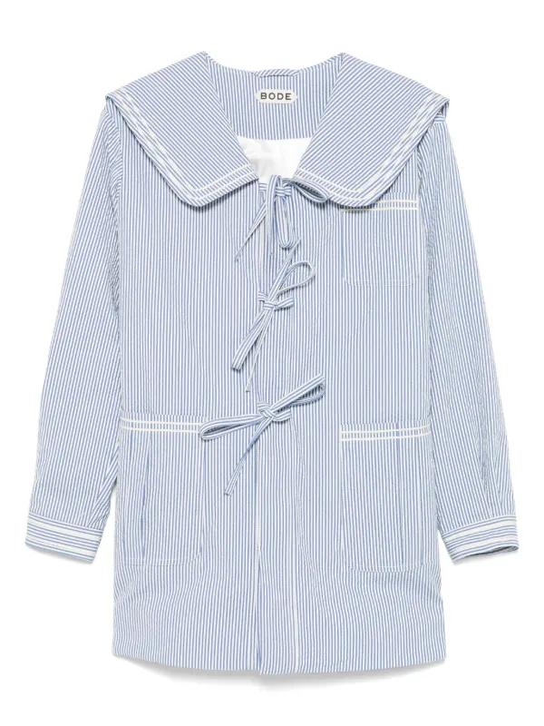 Bode Club Stripe Sailor Coat in Blue