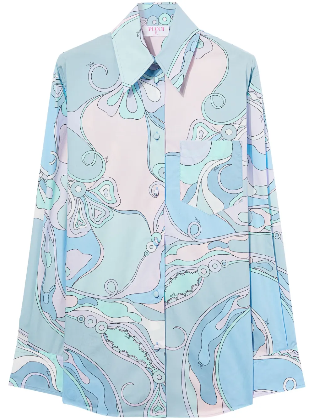 PUCCI Camicia in cotone con stampa - Blu