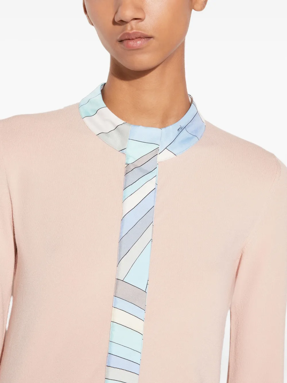 Pucci Contrasting-trim Long-sleeve Cardigan In Neutral