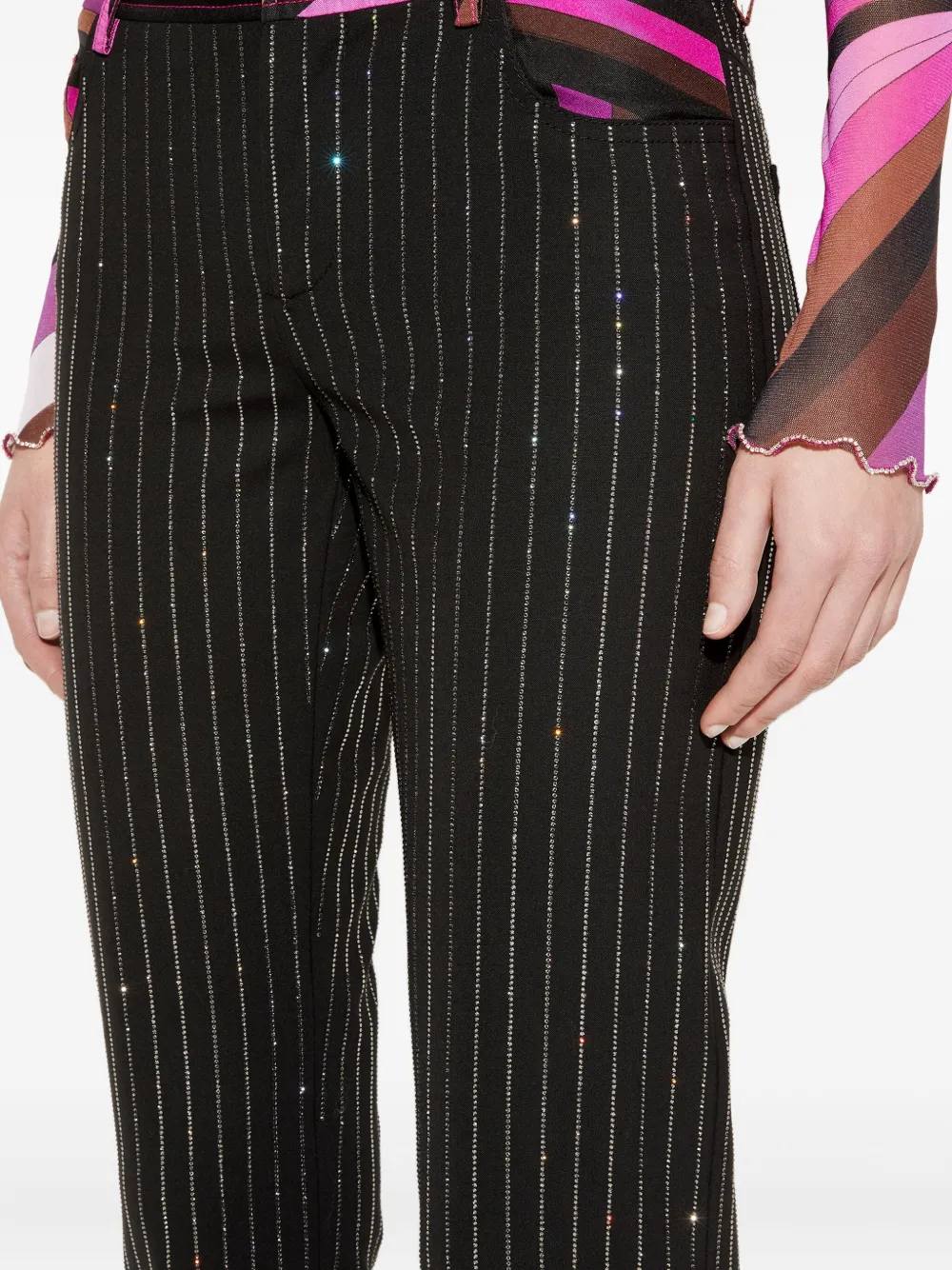 PUCCI Broek verfraaid met stras en krijtstreep Roze