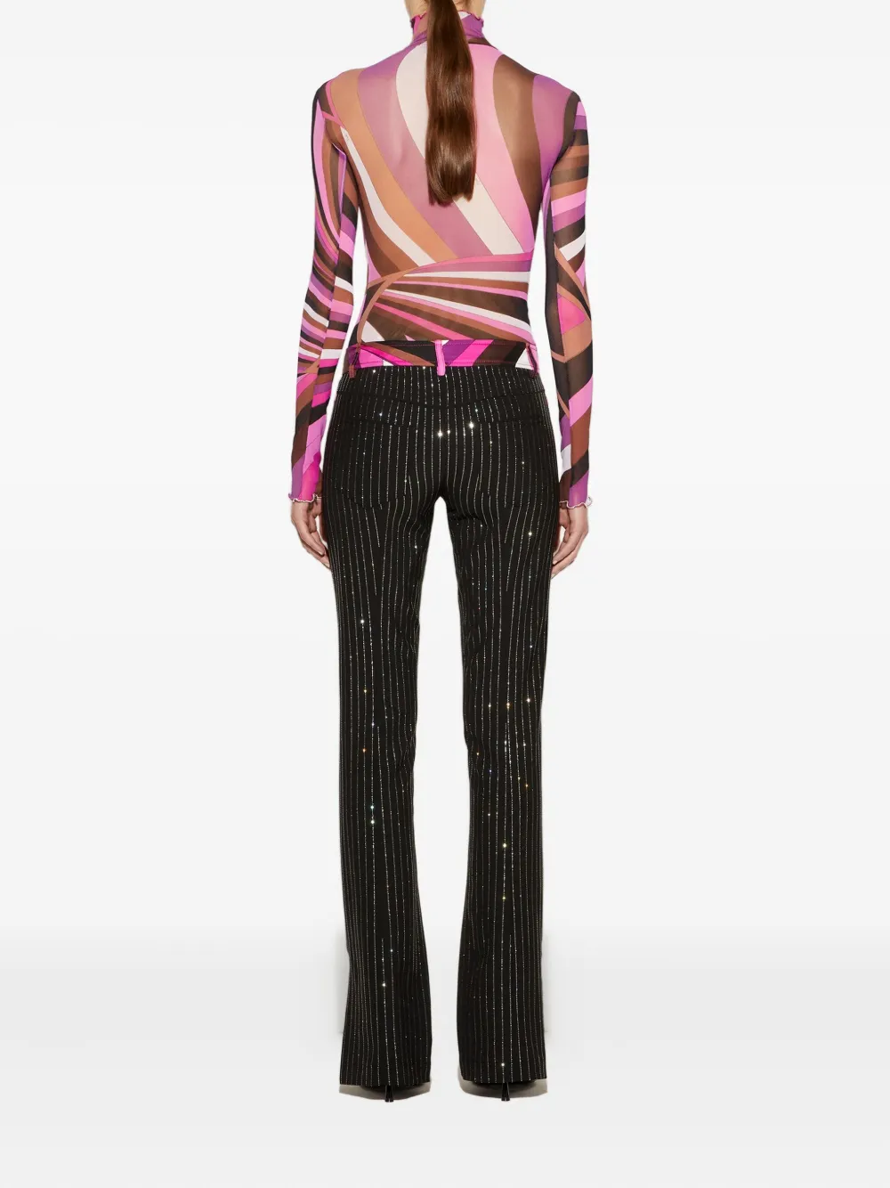 PUCCI Broek verfraaid met stras en krijtstreep Roze