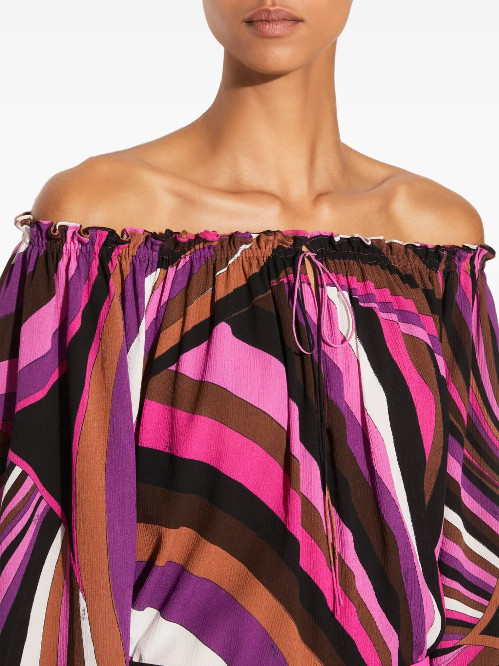PUCCI Off-shoulder top met Iride-print Roze
