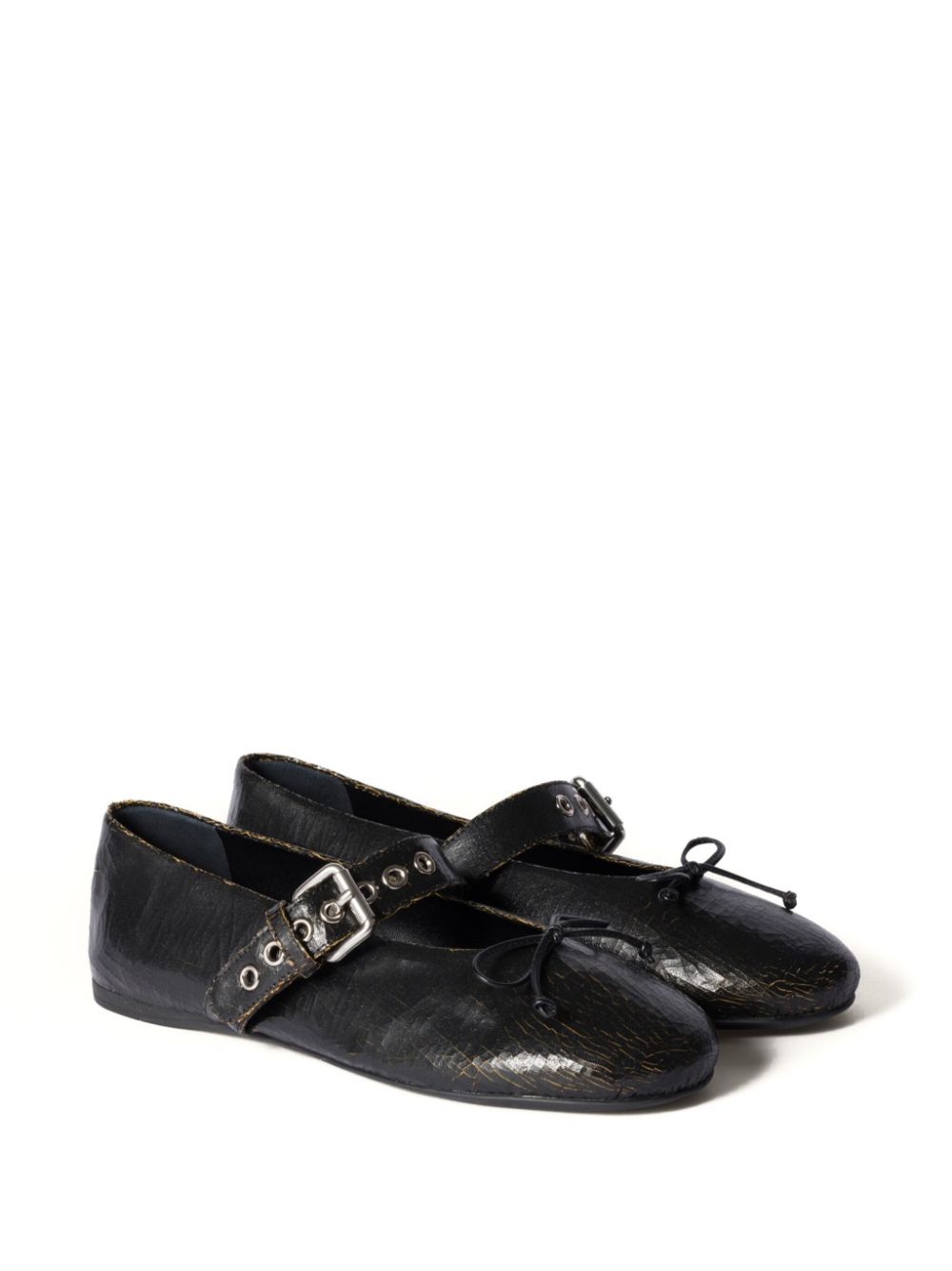 Miu Miu Crackle leather ballerinas - Bruin