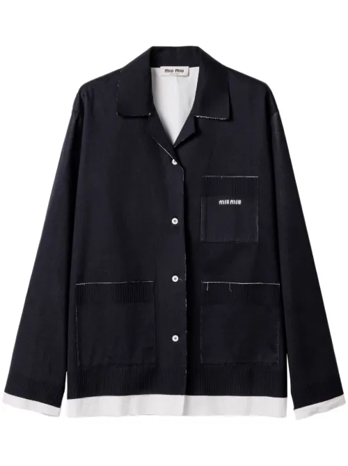 Chemise à effet superposé - Miu Miu - Modalova