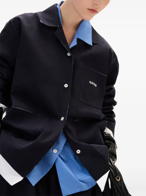 Miu Miu Knit And Poplin Shirt | Blue | FARFETCH Miu Miu Knit And Poplin Shirt | Blue | FARFETCH