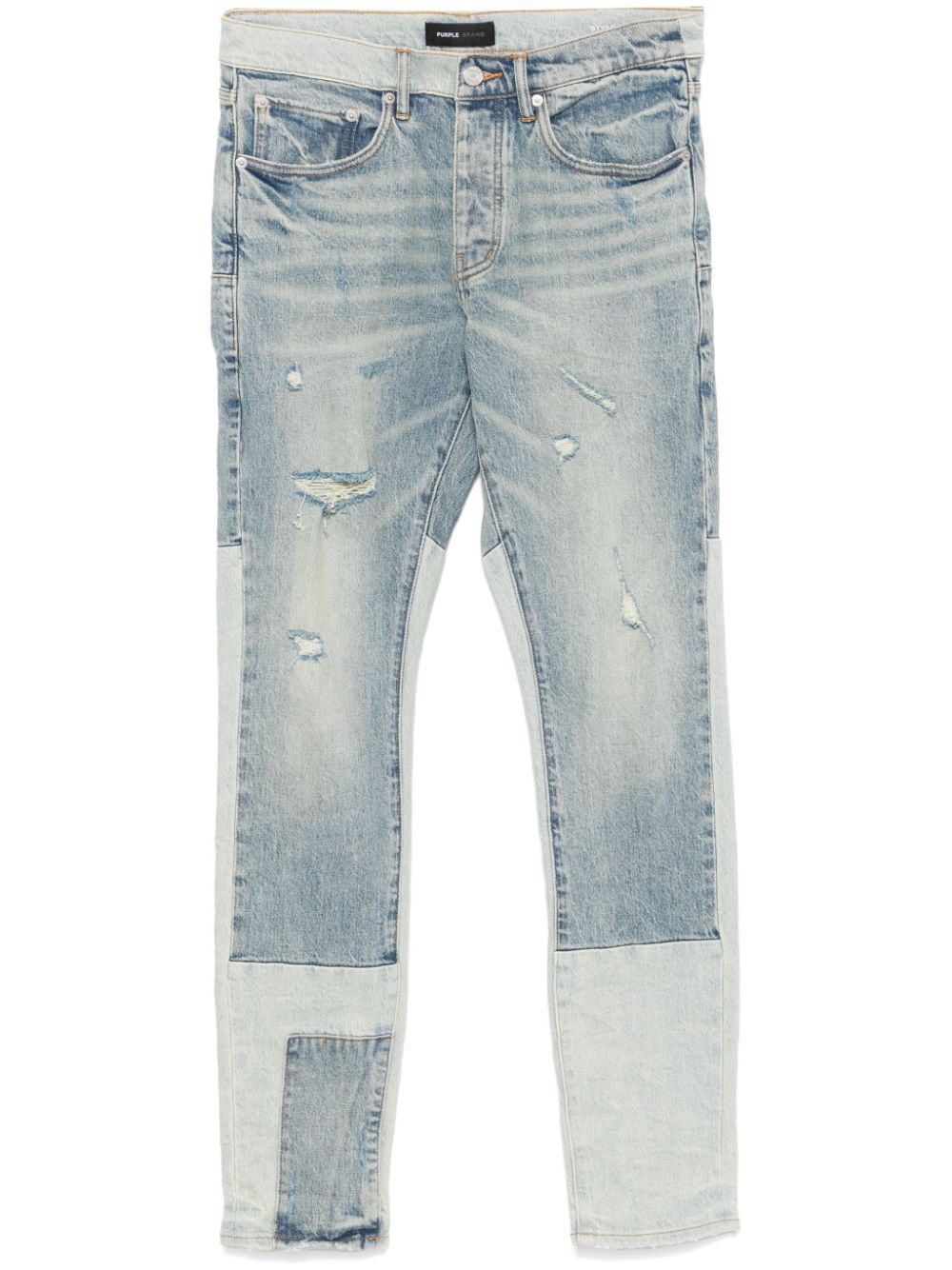 Low Rise Skinny Patchwork Jean "Mid Indigo"