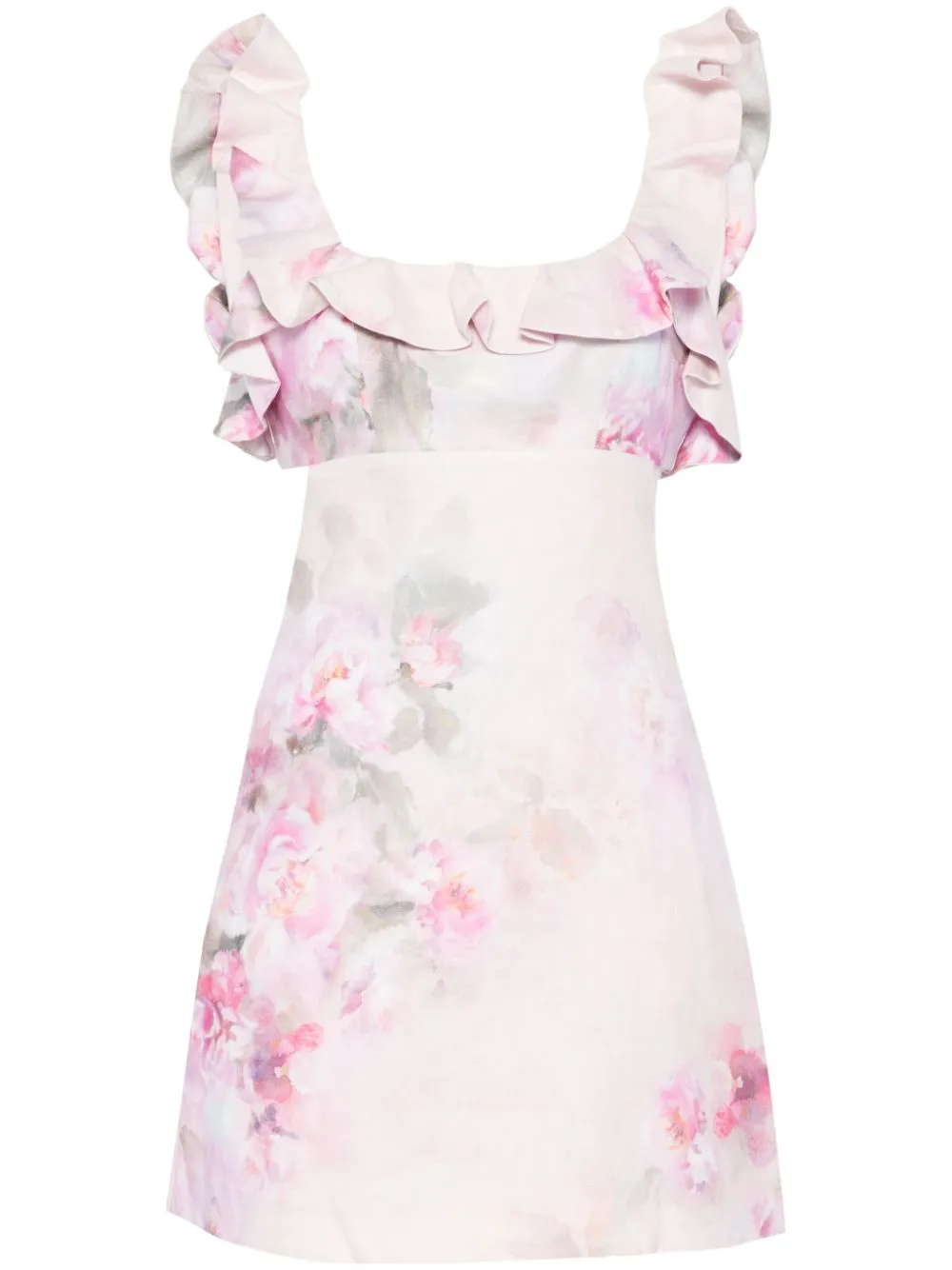 Shop Zimmermann Floral-print Mini Dress In Pink