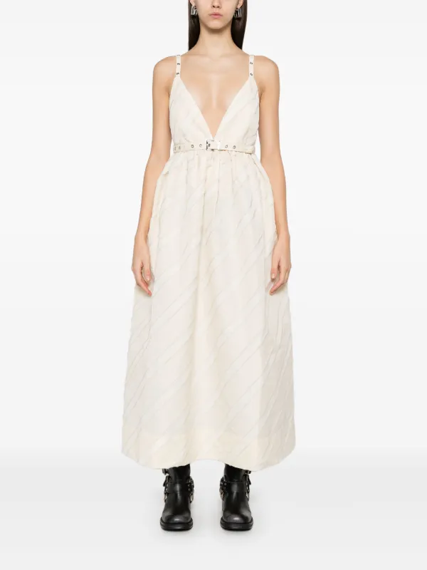 GANNI stripe-pattern Midi Dress | Neutrals | FARFETCH IL