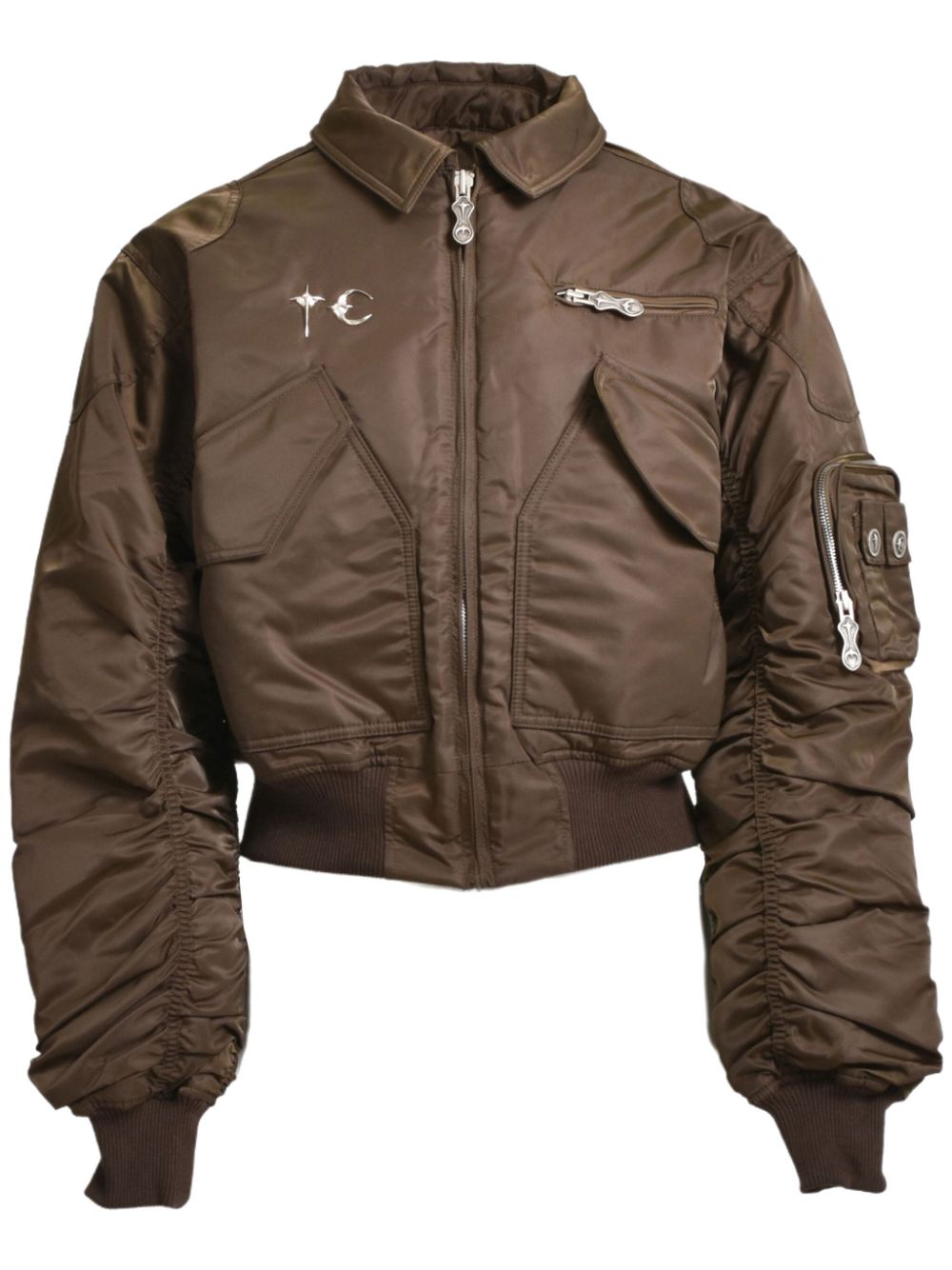 ruched bomber jacket