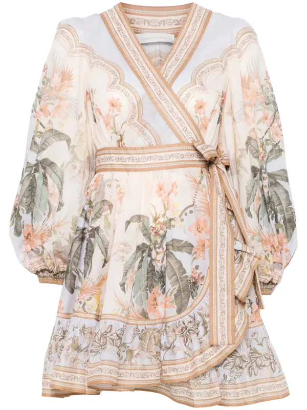 ZIMMERMANN Wylie Mini Dress Neutrals FARFETCH JO