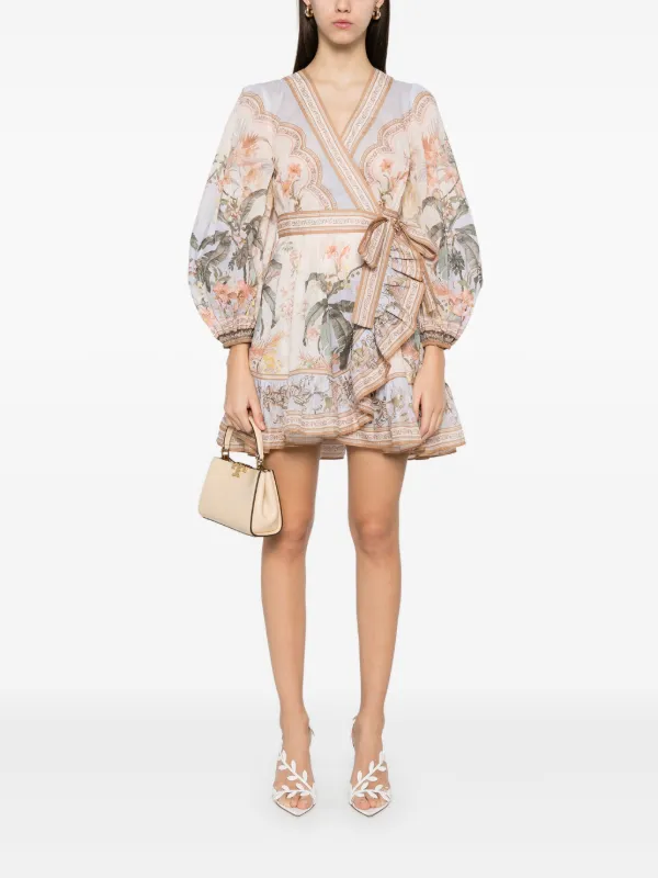 【送料&関税込】Zimmermann Wylie Mini Dress ZIMMERMANN Wylie Mini Dress | Neutrals | FARFETCH