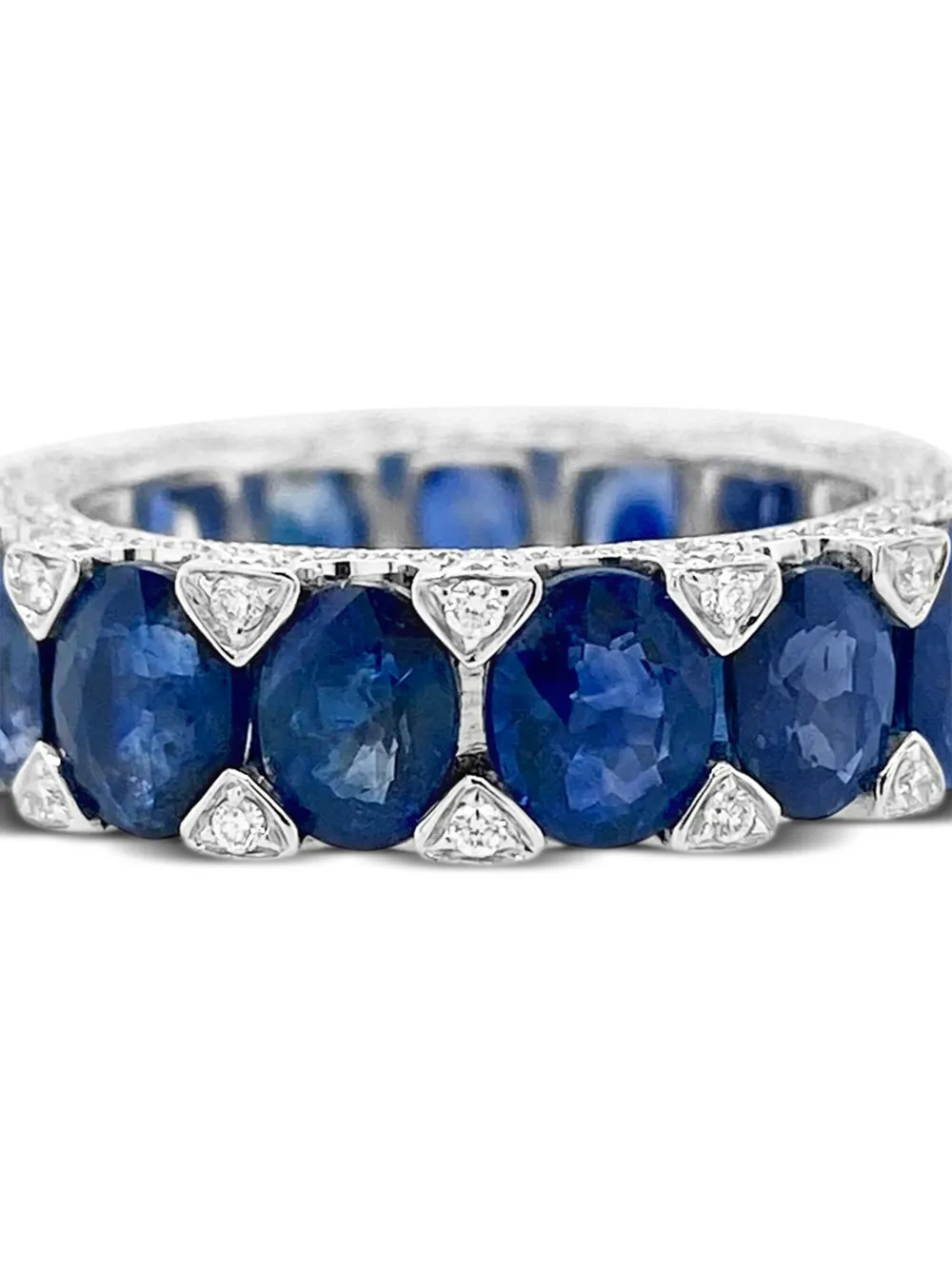 Shop Hyt Jewelry 18kt White Gold Diamond And Sapphire Ring In Silber