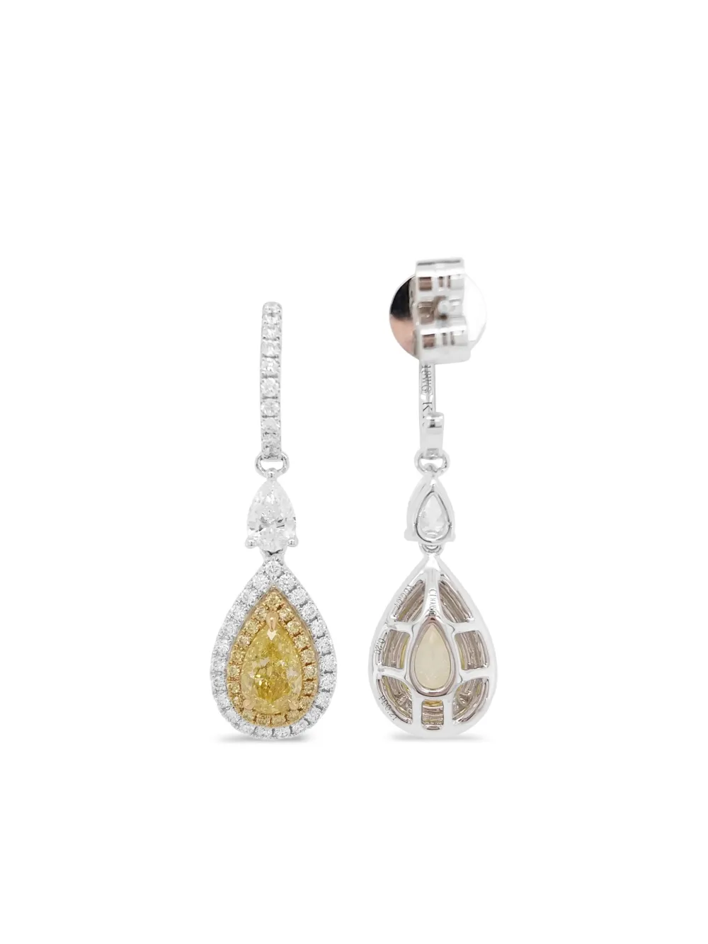 HYT Jewelry 18kt white gold diamond drop earrings - Zilver