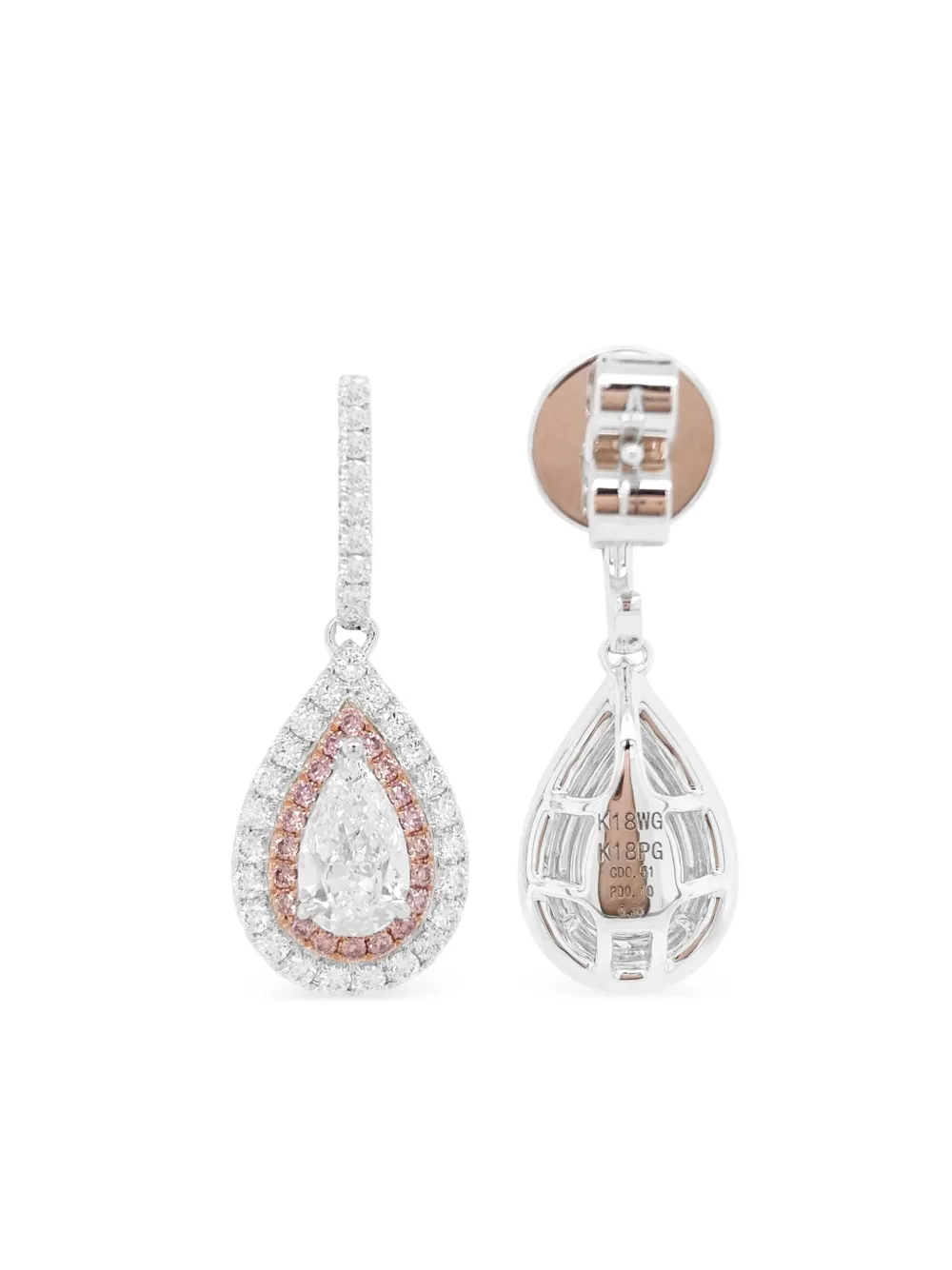 HYT Jewelry 18kt white gold diamond drop earrings - Zilver