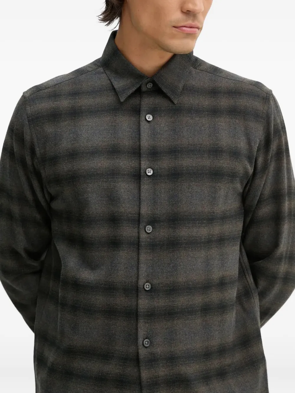 Theory Irving geruit overhemd met knopen Grijs
