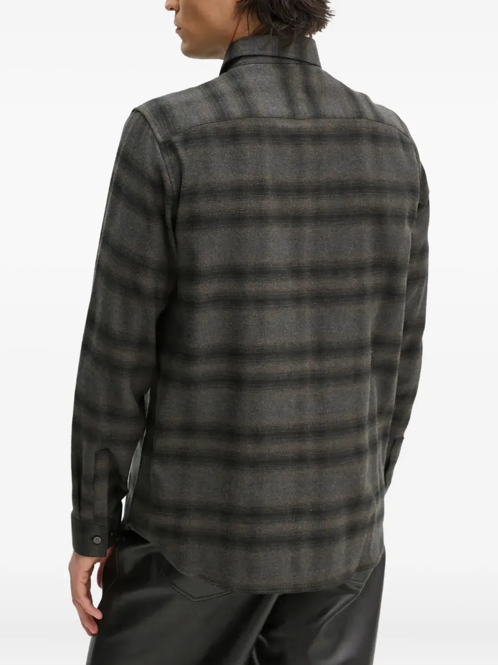 Theory Irving geruit overhemd met knopen Grijs