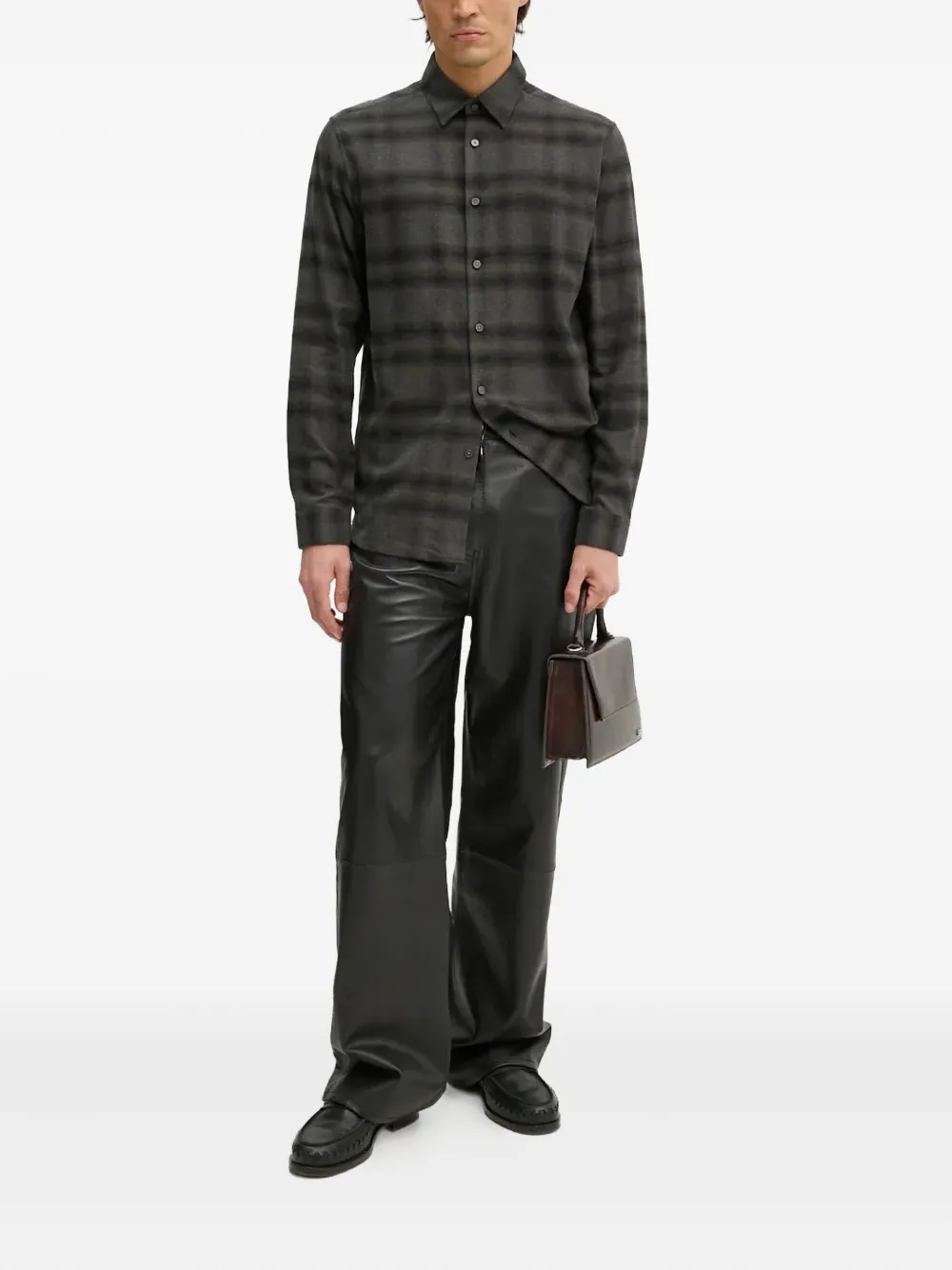 Theory Irving buttoned plaid shirt - Grijs