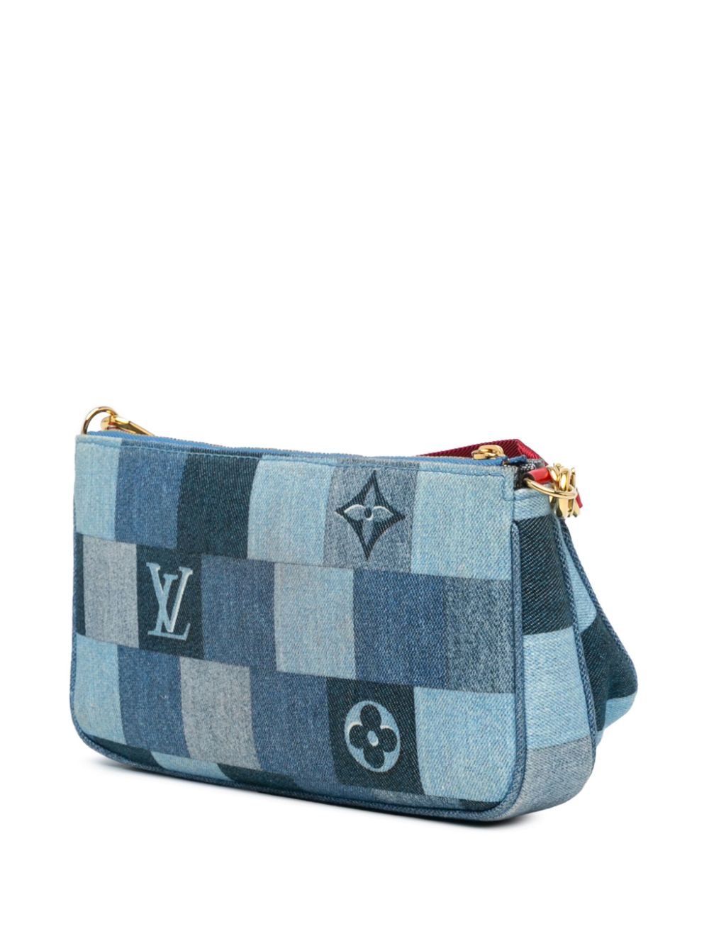 Louis Vuitton Pre-Owned 2019 Monogram Denim Patchwork Multi Pochette Accessoires crossbody bag - Blauw