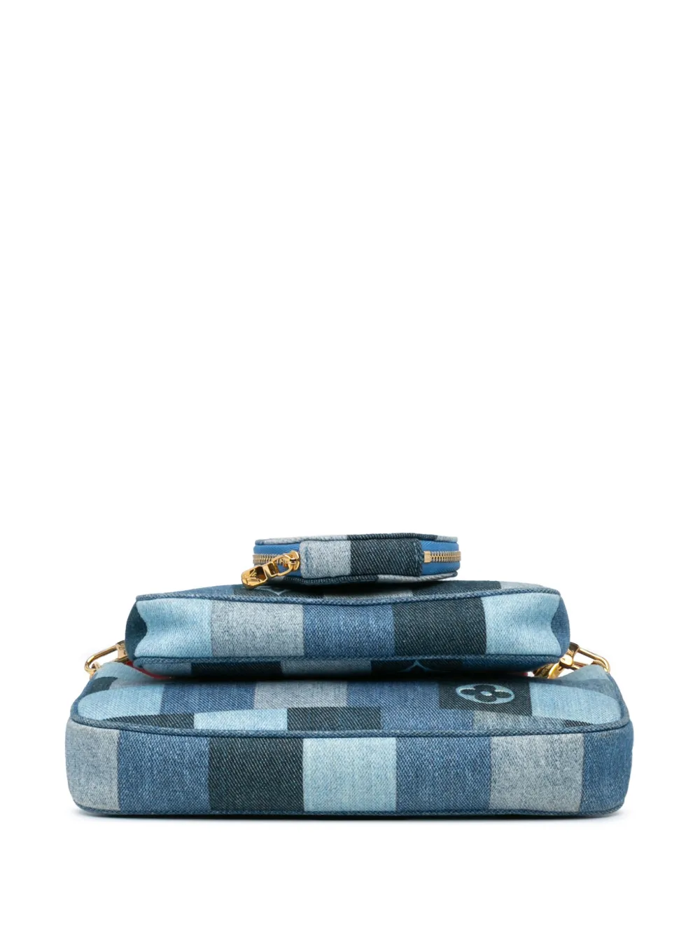 Louis Vuitton Pre Owned Borsa a Tracolla Multi Pochette Accessoires In Denim Con Patchwork Monogramma 2019 Blu FARFETCH IT