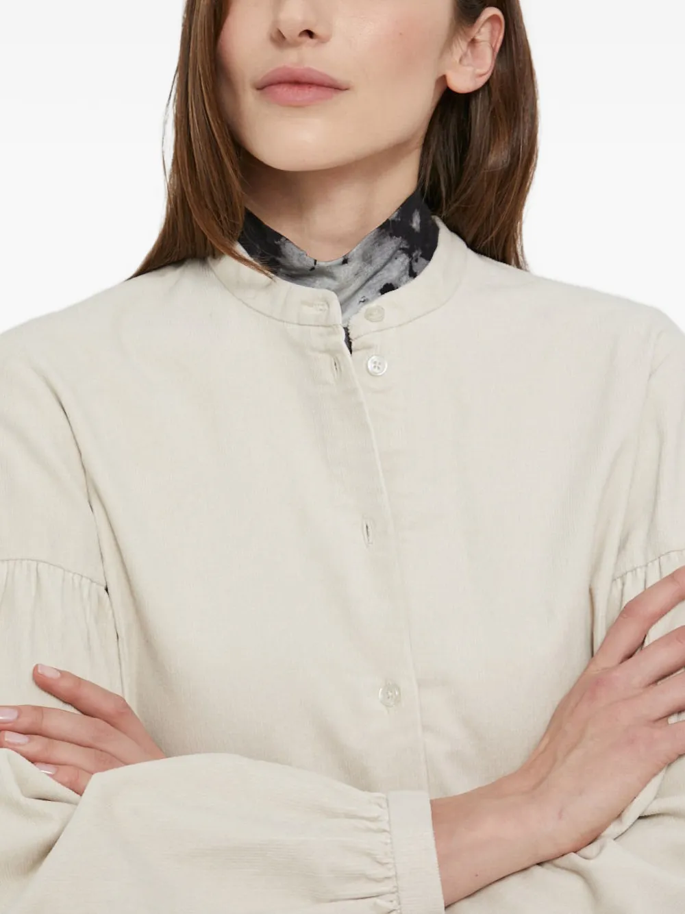 SAMSOE Blouse met ballonmouwen Beige