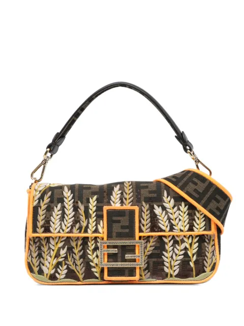 Fendi Pre-Owned bolsa satchel Zucca Embroidered Canvas Baguette 2015-2024