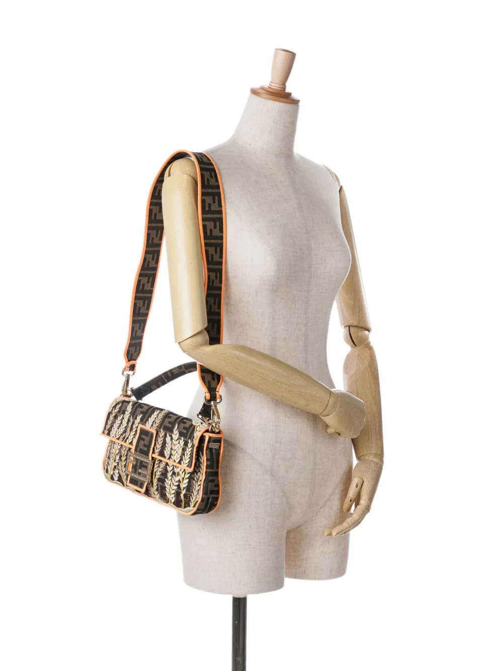 Fendi Pre-Owned Borsa a tracolla baguette con motivo Zucca ricamato in tela 2015-2024 | Image 7