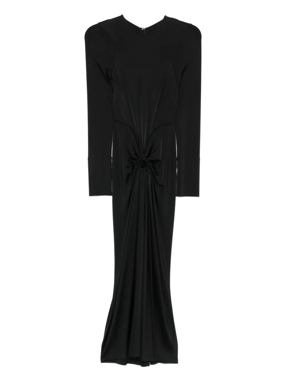 Victoria Beckham long-sleeve knot-detail midi dress Zwart