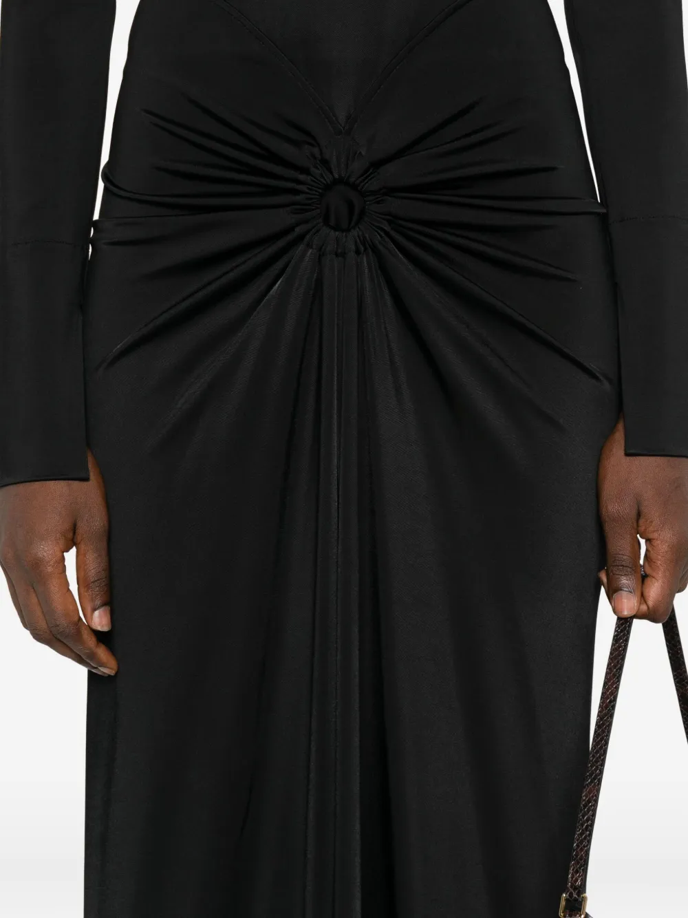 Victoria Beckham long-sleeve knot-detail midi dress Zwart
